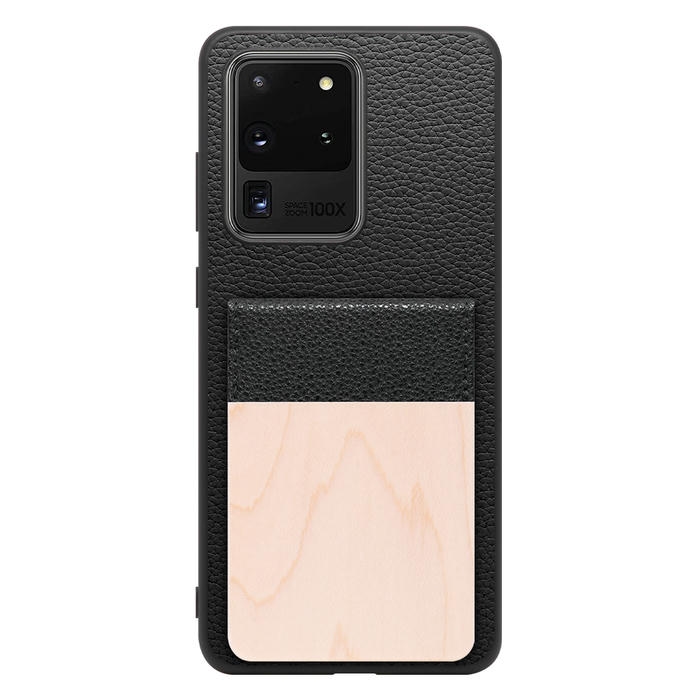 [ LOOF NATURE-SHELL ] Galaxy S20 Ultra s20ultra ケース 背面 カード収納 カード入れ カードポケット カバー スマホケース 天然木 本革 [ Galaxy S20 Ultra 5G ]