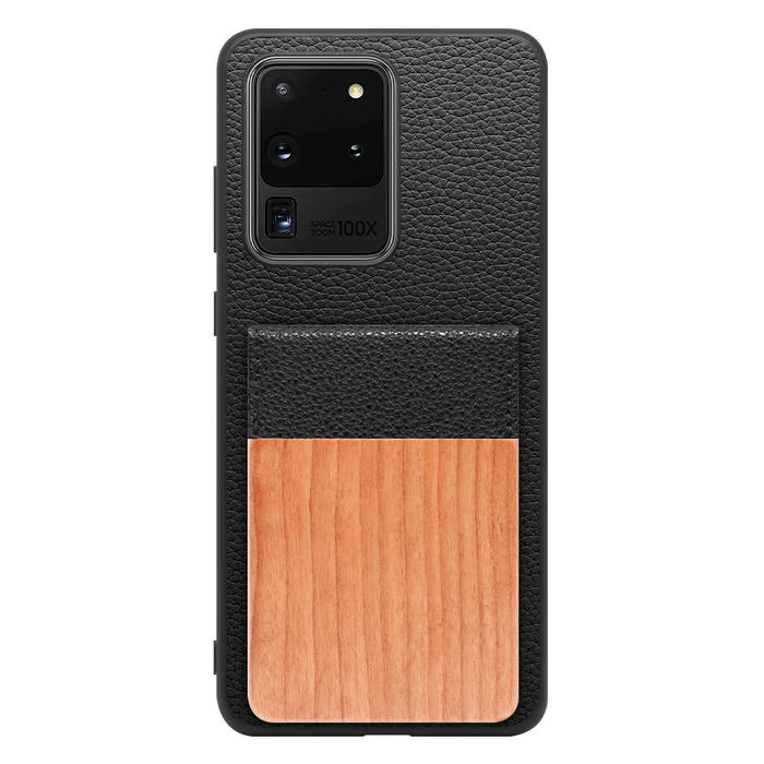 [ LOOF NATURE-SHELL ] Galaxy S20 Ultra s20ultra ケース 背面 カード収納 カード入れ カードポケット カバー スマホケース 天然木 本革 [ Galaxy S20 Ultra 5G ]