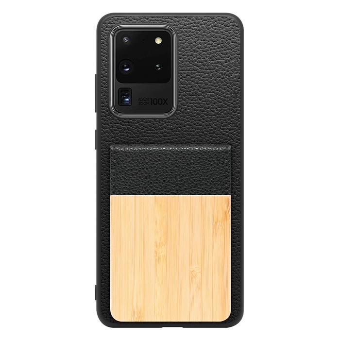 [ LOOF NATURE-SHELL ] Galaxy S20 Ultra s20ultra ケース 背面 カード収納 カード入れ カードポケット カバー スマホケース 天然木 本革 [ Galaxy S20 Ultra 5G ]