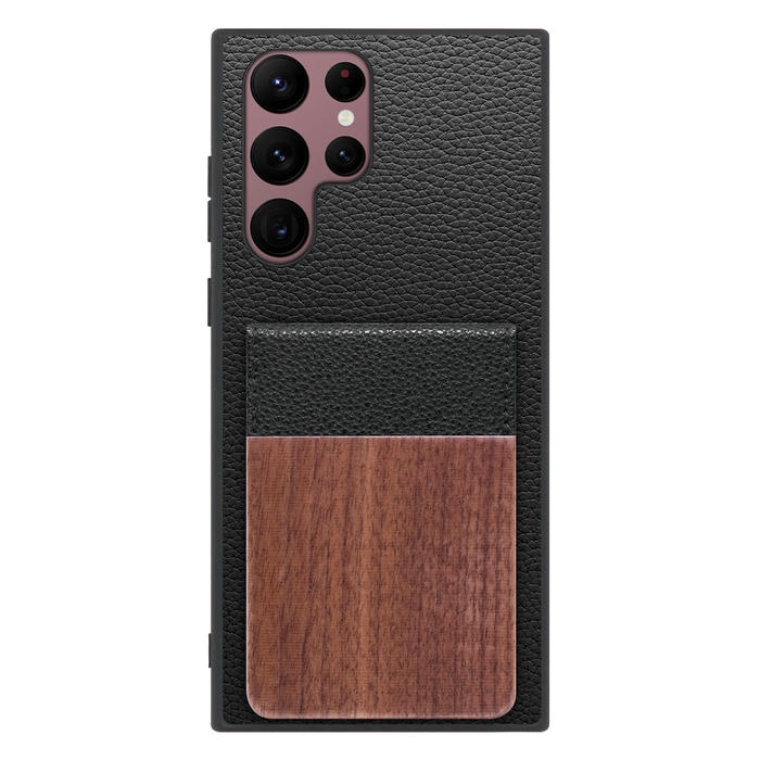 [ LOOF NATURE-SHELL ] Galaxy S22 Ultra SC-52C / SCG14 s22ultra ケース 背面 カード収納 カード入れ カードポケット カバー スマホケース 天然木 本革 [ Galaxy S22 Ultra ]