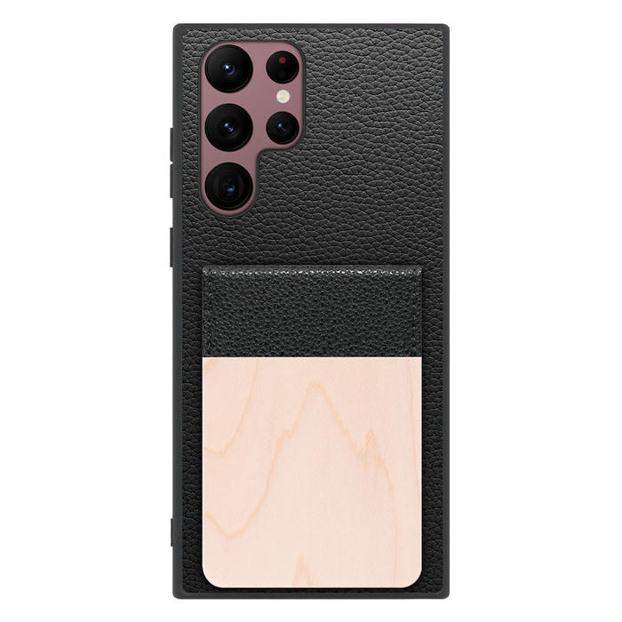 [ LOOF NATURE-SHELL ] Galaxy S22 Ultra SC-52C / SCG14 s22ultra ケース 背面 カード収納 カード入れ カードポケット カバー スマホケース 天然木 本革 [ Galaxy S22 Ultra ]