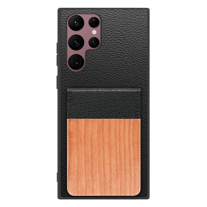 [ LOOF NATURE-SHELL ] Galaxy S22 Ultra SC-52C / SCG14 s22ultra ケース 背面 カード収納 カード入れ カードポケット カバー スマホケース 天然木 本革 [ Galaxy S22 Ultra ]