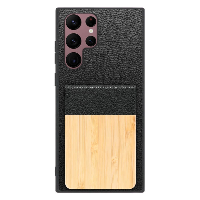 [ LOOF NATURE-SHELL ] Galaxy S22 Ultra SC-52C / SCG14 s22ultra ケース 背面 カード収納 カード入れ カードポケット カバー スマホケース 天然木 本革 [ Galaxy S22 Ultra ]