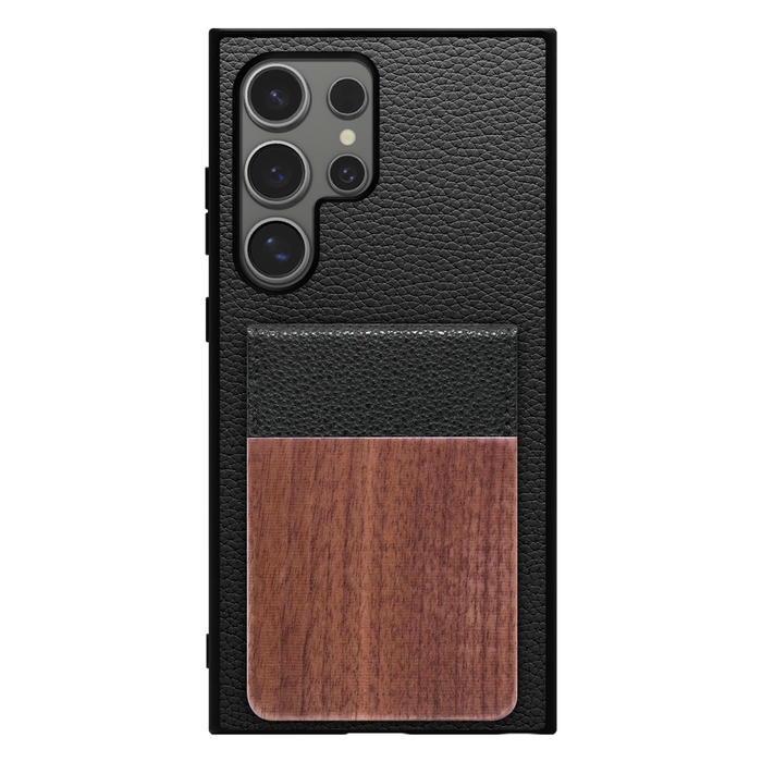 [ LOOF NATURE-SHELL ] Galaxy S24 Ultra s24ultra ケース 背面 カード収納 カード入れ カードポケット カバー スマホケース 天然木 本革 [ Galaxy S24 Ultra ]