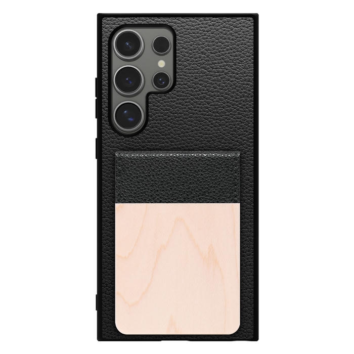 [ LOOF NATURE-SHELL ] Galaxy S24 Ultra s24ultra ケース 背面 カード収納 カード入れ カードポケット カバー スマホケース 天然木 本革 [ Galaxy S24 Ultra ]