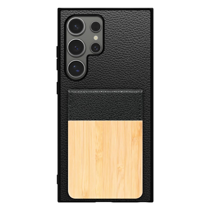 [ LOOF NATURE-SHELL ] Galaxy S24 Ultra s24ultra ケース 背面 カード収納 カード入れ カードポケット カバー スマホケース 天然木 本革 [ Galaxy S24 Ultra ]