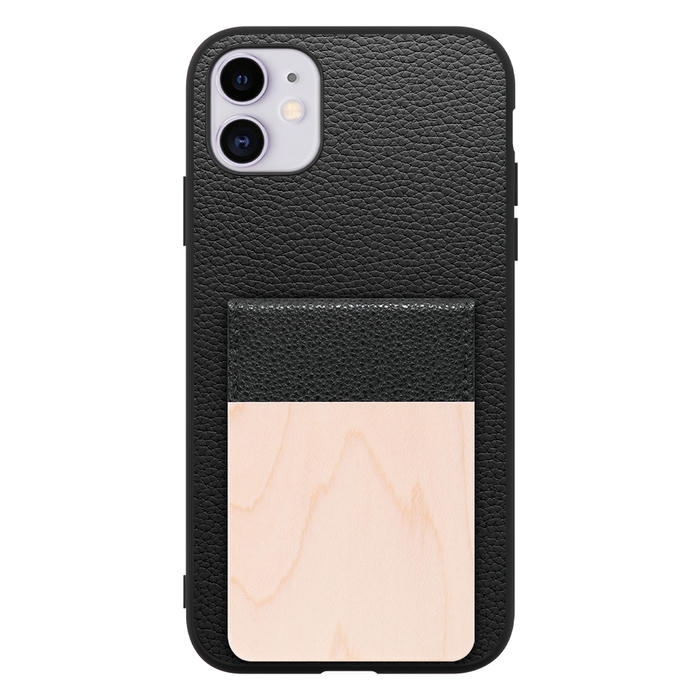 [ LOOF NATURE-SHELL ] iPhone 11 iPhone11 ケース 背面 カード収納 カード入れ カードポケット カバー スマホケース 天然木 本革 [ iPhone 11 ]