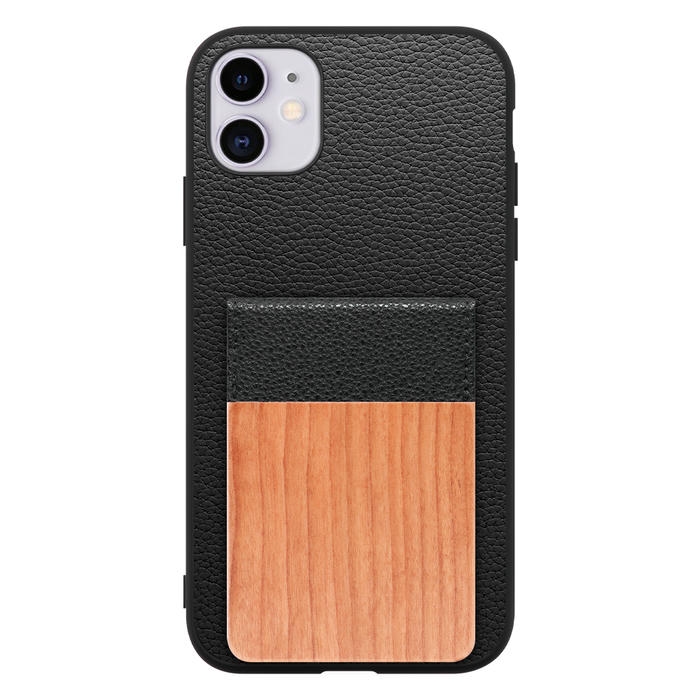 [ LOOF NATURE-SHELL ] iPhone 11 iPhone11 ケース 背面 カード収納 カード入れ カードポケット カバー スマホケース 天然木 本革 [ iPhone 11 ]