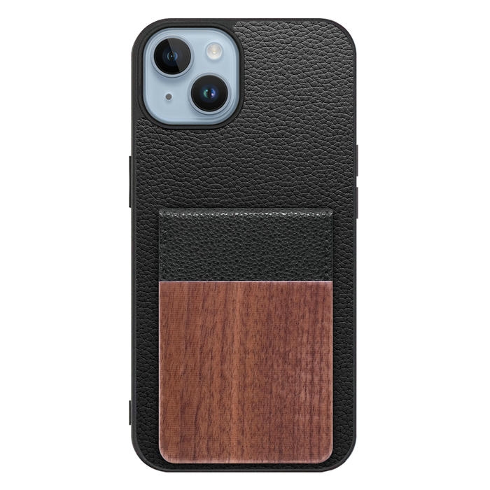 [ LOOF NATURE-SHELL ] iPhone 14 iphone14 ケース 背面 カード収納 カード入れ カードポケット カバー スマホケース 天然木 本革 [ iPhone 14 ]