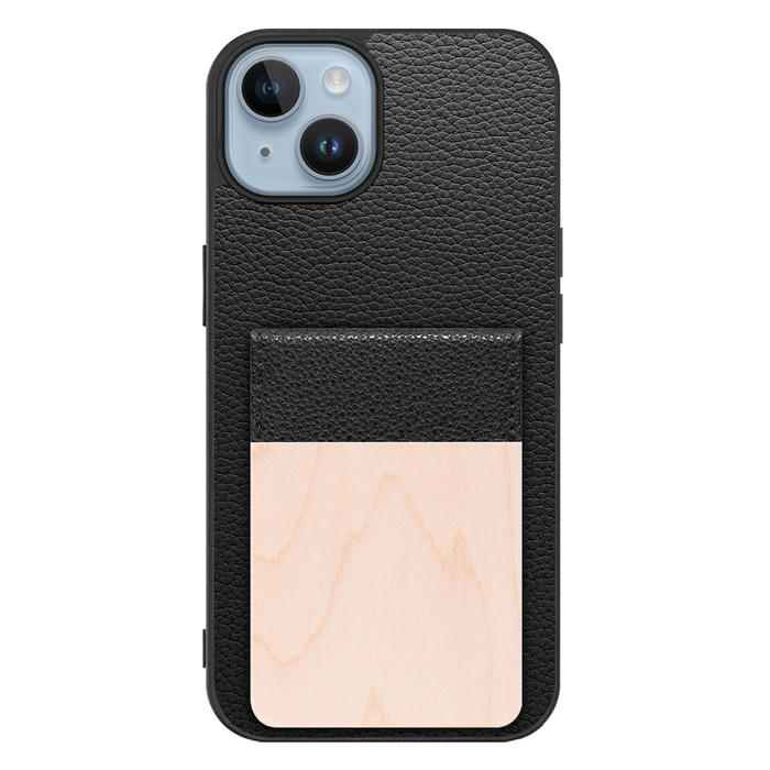 [ LOOF NATURE-SHELL ] iPhone 14 iphone14 ケース 背面 カード収納 カード入れ カードポケット カバー スマホケース 天然木 本革 [ iPhone 14 ]