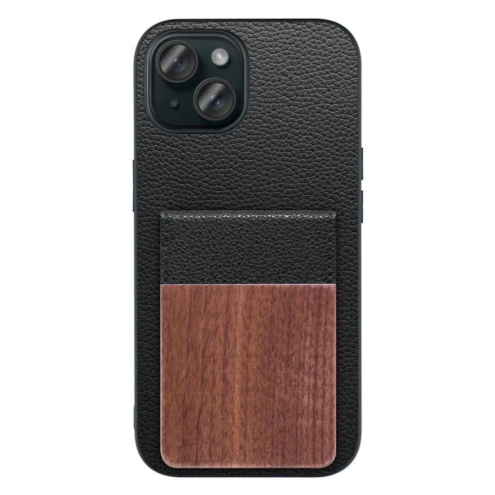 [ LOOF NATURE-SHELL ] iPhone 15 iPhone15 アイフォン15 iPhone 15 アイフォン 15 ケース 背面 カード収納 カード入れ カードポケット カバー スマホケース 天然木 本革 [ iPhone 15 ]