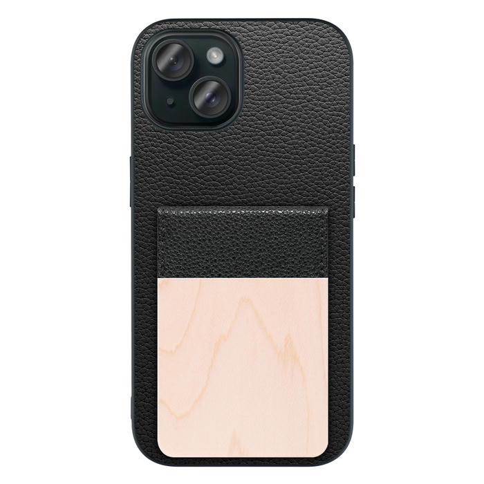 [ LOOF NATURE-SHELL ] iPhone 15 iPhone15 アイフォン15 iPhone 15 アイフォン 15 ケース 背面 カード収納 カード入れ カードポケット カバー スマホケース 天然木 本革 [ iPhone 15 ]