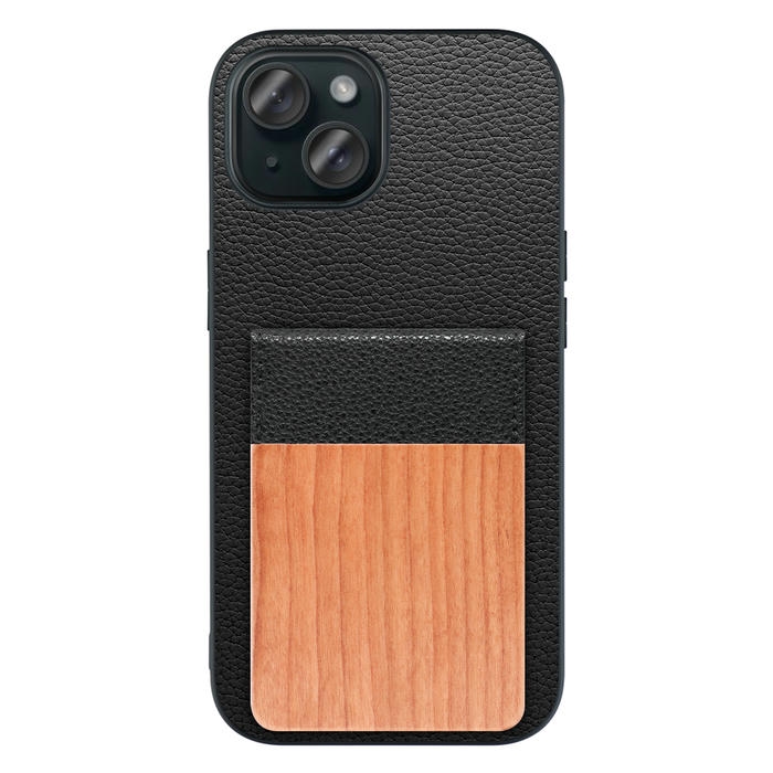 [ LOOF NATURE-SHELL ] iPhone 15 iPhone15 アイフォン15 iPhone 15 アイフォン 15 ケース 背面 カード収納 カード入れ カードポケット カバー スマホケース 天然木 本革 [ iPhone 15 ]