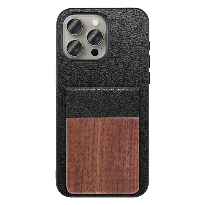 [ LOOF NATURE-SHELL ] iPhone 15 Pro Max iPhone15 Pro Max アイフォン15 プロ マックス iPhone 15 15ProMax アイフォン 15 ケース 背面 カード収納 カード入れ カードポケット カバー スマホケース 天然木 本革 [ iPhone 15 Pro Max ]