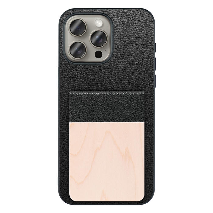 [ LOOF NATURE-SHELL ] iPhone 15 Pro Max iPhone15 Pro Max アイフォン15 プロ マックス iPhone 15 15ProMax アイフォン 15 ケース 背面 カード収納 カード入れ カードポケット カバー スマホケース 天然木 本革 [ iPhone 15 Pro Max ]