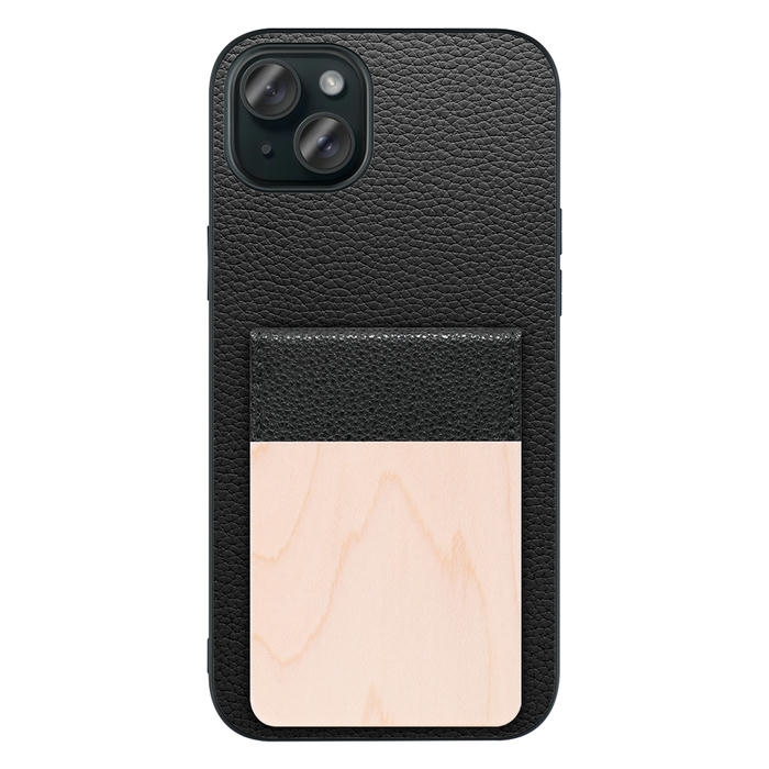 [ LOOF NATURE-SHELL ] iPhone 15 Plus iPhone15 Plus アイフォン15 プラス iPhone 15 Plus 15Plus アイフォン 15 ケース 背面 カード収納 カード入れ カードポケット カバー スマホケース 天然木 本革 [ iPhone 15 Plus ]