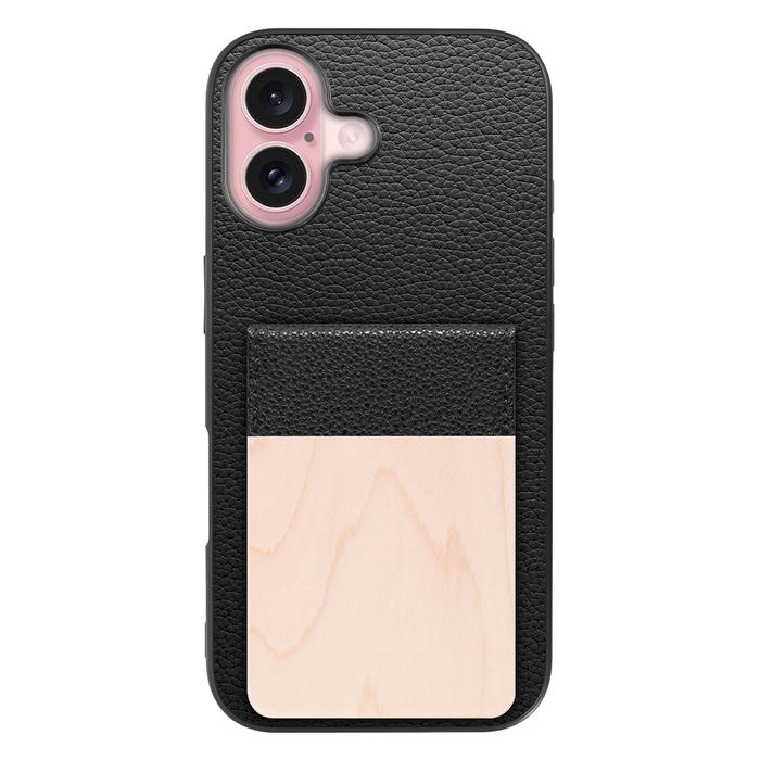 [ LOOF NATURE-SHELL ] iPhone 16 iPhone16 アイフォン16 iPhone 16 アイフォン 16 ケース 背面 カード収納 カード入れ カードポケット カバー スマホケース 天然木 本革 [ iPhone 16 ]