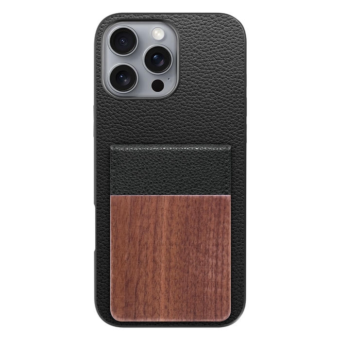 [ LOOF NATURE-SHELL ] iPhone 16 Pro Max iPhone16 Pro Max アイフォン16 プロ マックス ケース 背面 カード収納 カード入れ カードポケット カバー スマホケース 天然木 本革 [ iPhone 16 Pro Max ]