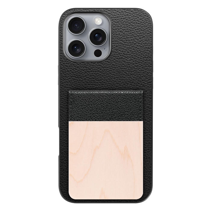 [ LOOF NATURE-SHELL ] iPhone 16 Pro Max iPhone16 Pro Max アイフォン16 プロ マックス ケース 背面 カード収納 カード入れ カードポケット カバー スマホケース 天然木 本革 [ iPhone 16 Pro Max ]
