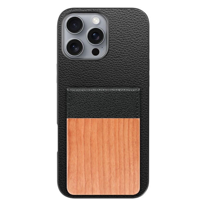 [ LOOF NATURE-SHELL ] iPhone 16 Pro Max iPhone16 Pro Max アイフォン16 プロ マックス ケース 背面 カード収納 カード入れ カードポケット カバー スマホケース 天然木 本革 [ iPhone 16 Pro Max ]