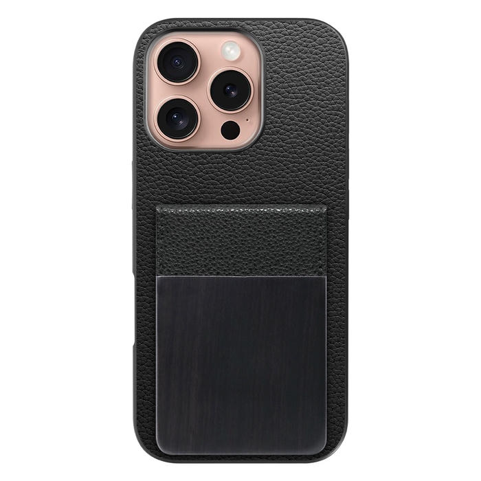 [ LOOF NATURE-SHELL ] iPhone 16 Pro iPhone16 Pro アイフォン16 プロ ケース 背面 カード収納 カード入れ カードポケット カバー スマホケース 天然木 本革 [ iPhone 16 Pro ]