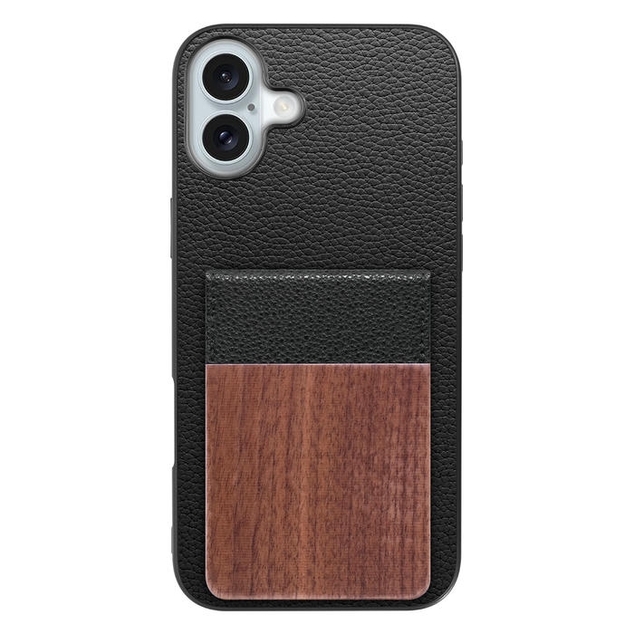 [ LOOF NATURE-SHELL ] iPhone 16 Plus iPhone16 Plus アイフォン16 プラス  ケース 背面 カード収納 カード入れ カードポケット カバー スマホケース 天然木 本革 [ iPhone 16 Plus ]