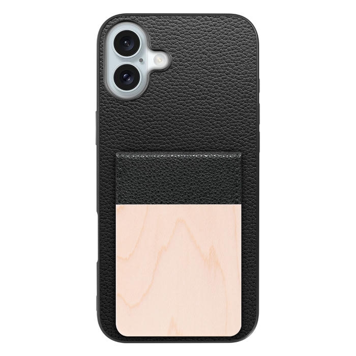 [ LOOF NATURE-SHELL ] iPhone 16 Plus iPhone16 Plus アイフォン16 プラス  ケース 背面 カード収納 カード入れ カードポケット カバー スマホケース 天然木 本革 [ iPhone 16 Plus ]