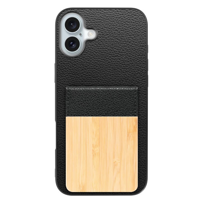 [ LOOF NATURE-SHELL ] iPhone 16 Plus iPhone16 Plus アイフォン16 プラス  ケース 背面 カード収納 カード入れ カードポケット カバー スマホケース 天然木 本革 [ iPhone 16 Plus ]