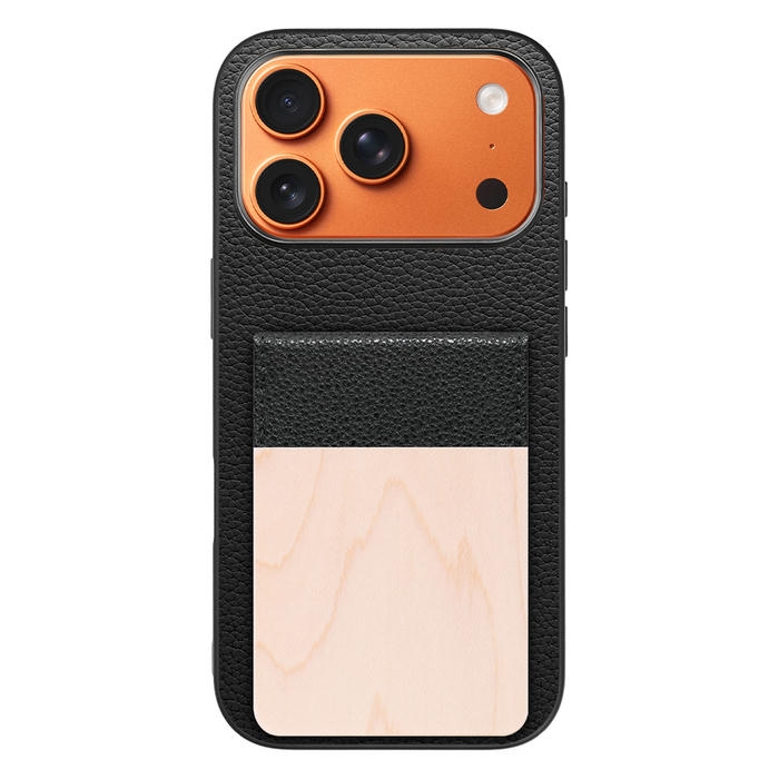 [ LOOF NATURE-SHELL ] iPhone 17 Pro iPhone17 Pro アイフォン17 プロ ケース 背面 カード収納 カード入れ カードポケット カバー スマホケース 天然木 本革 [ iPhone 17 Pro 用 ]