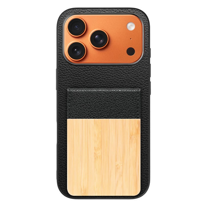 [ LOOF NATURE-SHELL ] iPhone 17 Pro iPhone17 Pro アイフォン17 プロ ケース 背面 カード収納 カード入れ カードポケット カバー スマホケース 天然木 本革 [ iPhone 17 Pro 用 ]