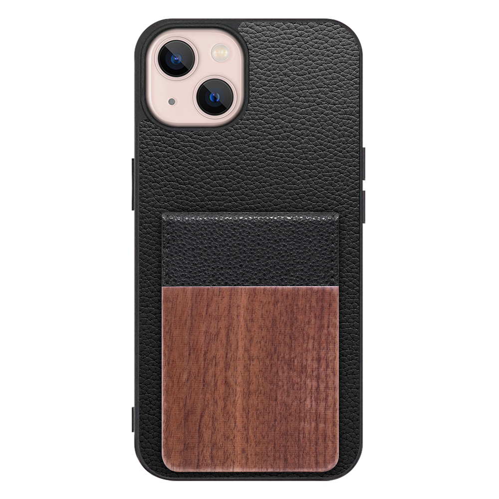 [ LOOF NATURE-SHELL ] iPhone 13 iphone13 ケース 背面 カード収納 カード入れ カードポケット カバー スマホケース 天然木 本革 [ iPhone 13 ]