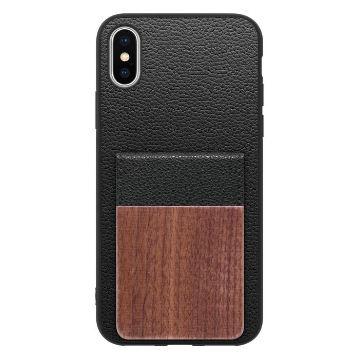 [ LOOF NATURE-SHELL ] iPhone X / XS iPhonex iPhonexs ケース 背面 カード収納 カード入れ カードポケット カバー スマホケース 天然木 本革 [ iPhone X / XS ]