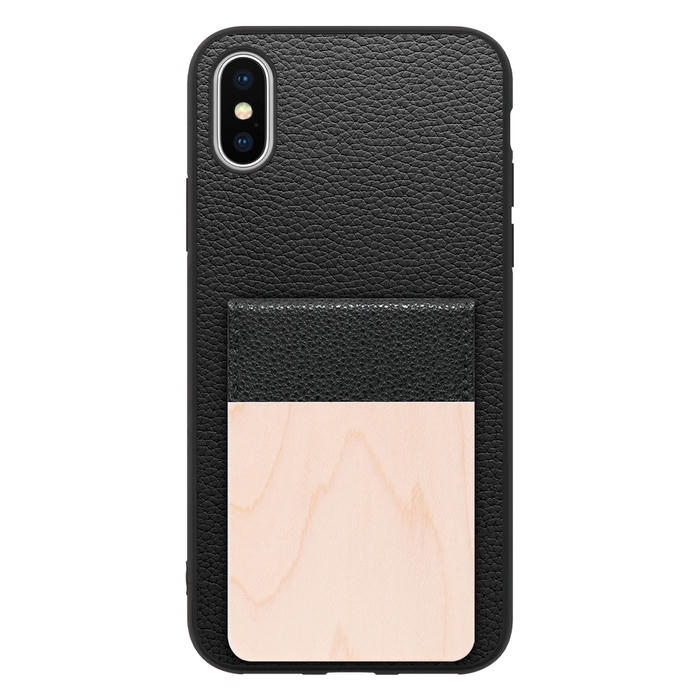 [ LOOF NATURE-SHELL ] iPhone X / XS iPhonex iPhonexs ケース 背面 カード収納 カード入れ カードポケット カバー スマホケース 天然木 本革 [ iPhone X / XS ]