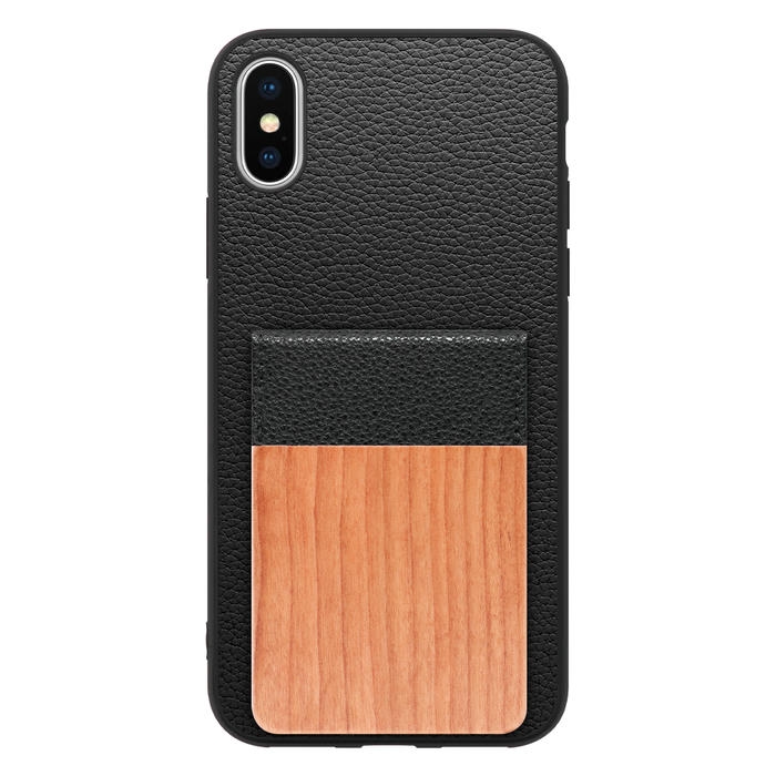 [ LOOF NATURE-SHELL ] iPhone X / XS iPhonex iPhonexs ケース 背面 カード収納 カード入れ カードポケット カバー スマホケース 天然木 本革 [ iPhone X / XS ]