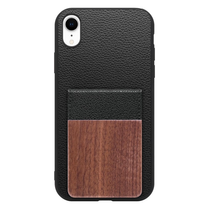 [ LOOF NATURE-SHELL ] iPhone XR iPhonexr ケース 背面 カード収納 カード入れ カードポケット カバー スマホケース 天然木 本革 [ iPhone XR ]