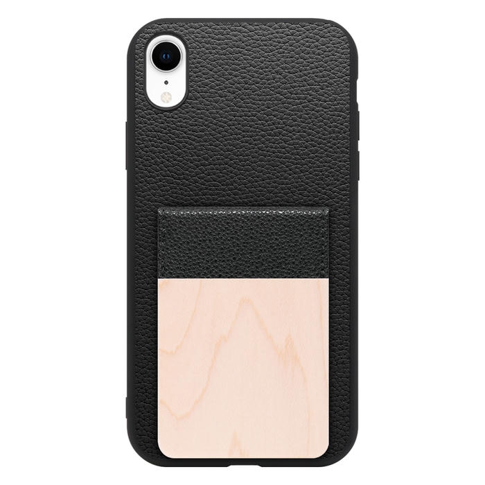 [ LOOF NATURE-SHELL ] iPhone XR iPhonexr ケース 背面 カード収納 カード入れ カードポケット カバー スマホケース 天然木 本革 [ iPhone XR ]