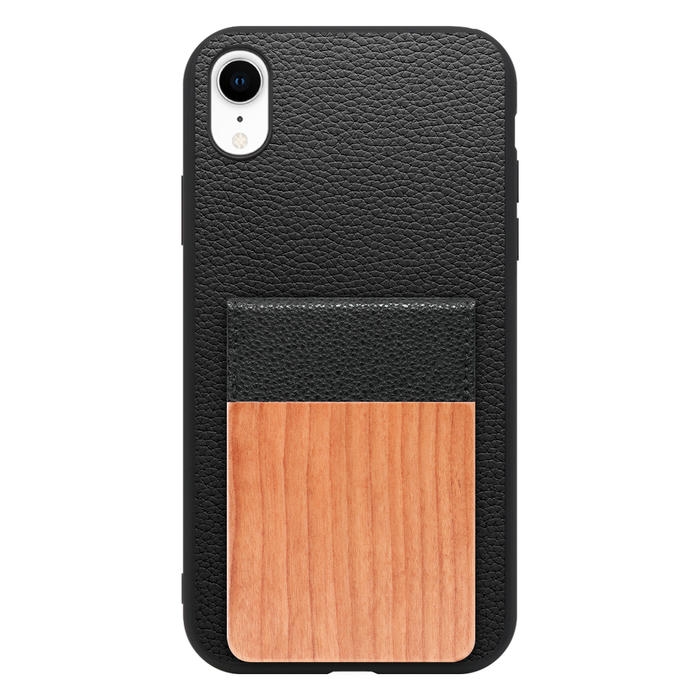[ LOOF NATURE-SHELL ] iPhone XR iPhonexr ケース 背面 カード収納 カード入れ カードポケット カバー スマホケース 天然木 本革 [ iPhone XR ]