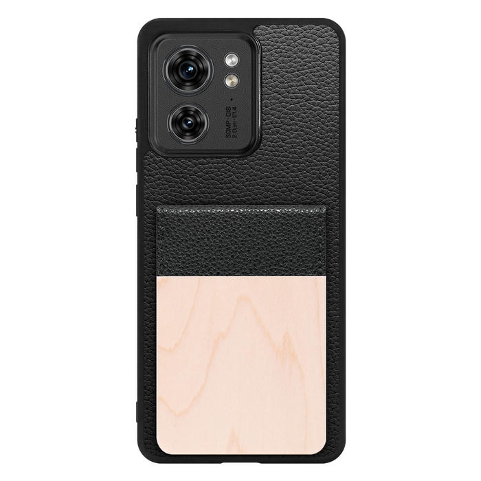 [ LOOF NATURE-SHELL ] motorola edge 40  ケース 背面 カード収納 カード入れ カードポケット カバー スマホケース 天然木 本革 [ motorola edge 40 ]