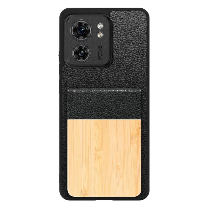 [ LOOF NATURE-SHELL ] motorola edge 40  ケース 背面 カード収納 カード入れ カードポケット カバー スマホケース 天然木 本革 [ motorola edge 40 ]