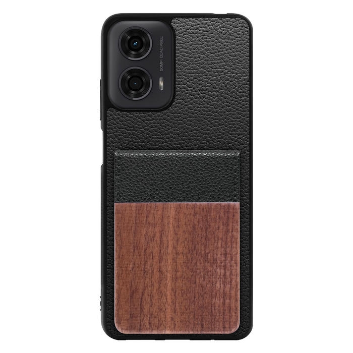 [ LOOF NATURE-SHELL ] moto g24 motorola g24 ケース 背面 カード収納 カード入れ カードポケット カバー スマホケース 天然木 本革 [ moto g24 ]