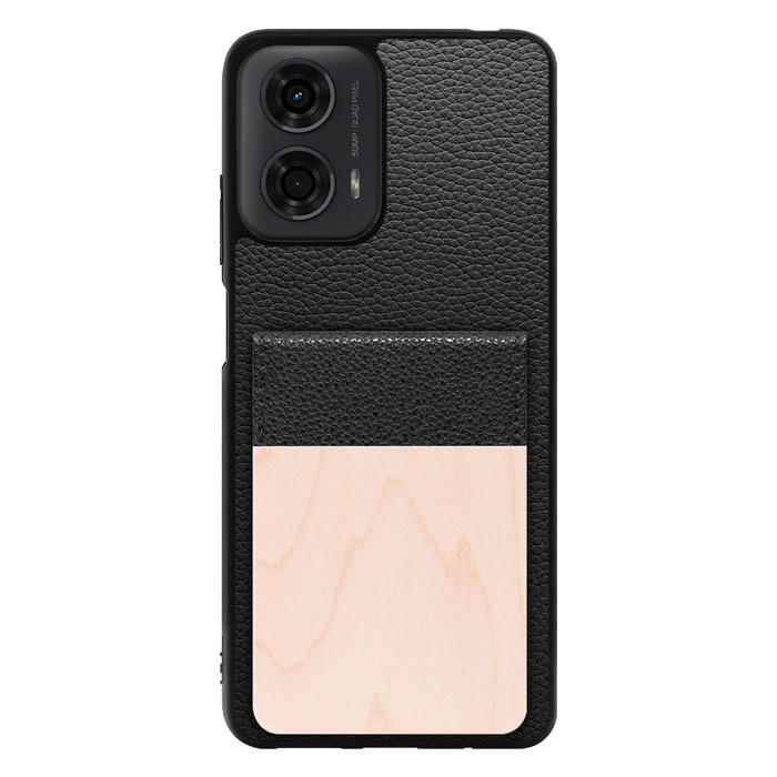 [ LOOF NATURE-SHELL ] moto g24 motorola g24 ケース 背面 カード収納 カード入れ カードポケット カバー スマホケース 天然木 本革 [ moto g24 ]