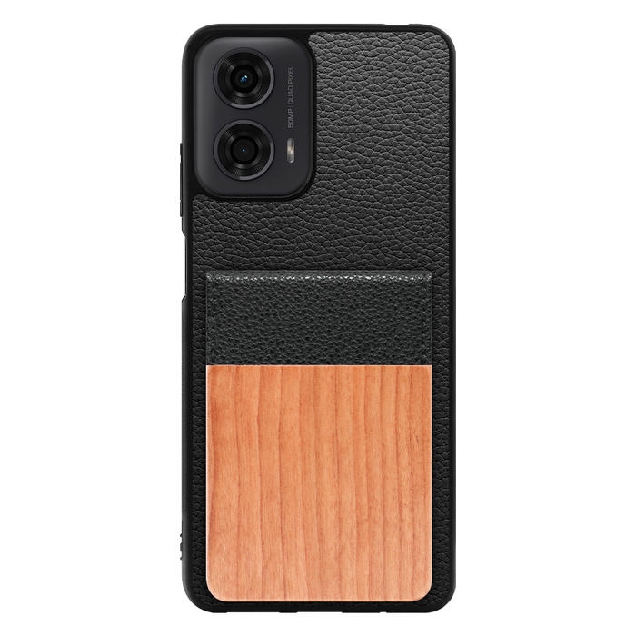 [ LOOF NATURE-SHELL ] moto g24 motorola g24 ケース 背面 カード収納 カード入れ カードポケット カバー スマホケース 天然木 本革 [ moto g24 ]