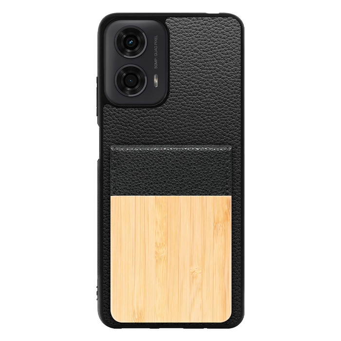 [ LOOF NATURE-SHELL ] moto g24 motorola g24 ケース 背面 カード収納 カード入れ カードポケット カバー スマホケース 天然木 本革 [ moto g24 ]