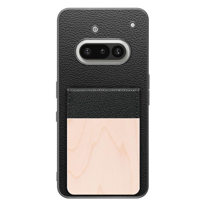 [ LOOF NATURE-SHELL ] Nothing Phone (3a) Phone 3a ケース 背面 カード収納 カード入れ カードポケット カバー スマホケース 天然木 本革 [ Nothing Phone (3a) ]