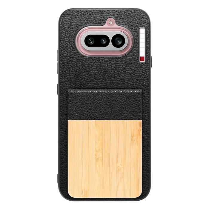 [ LOOF NATURE-SHELL ] Nothing Phone (4a) A069 ケース 背面 カード収納 カード入れ カードポケット カバー スマホケース 天然木 本革 [ Nothing Phone (4a) ]