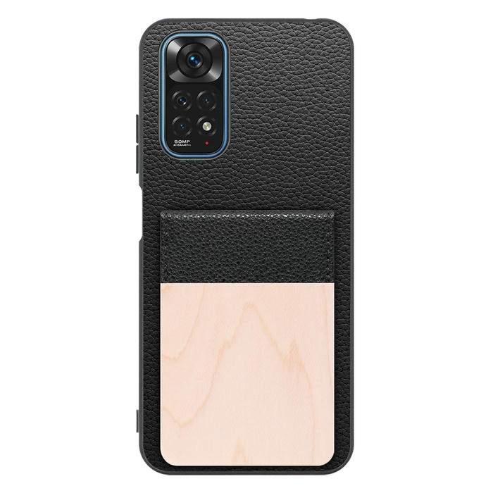 [ LOOF NATURE-SHELL ] Xiaomi Redmi Note 11 redminote11 note11 ケース 背面 カード収納 カード入れ カードポケット カバー スマホケース 天然木 本革 [ Redmi Note 11 ]