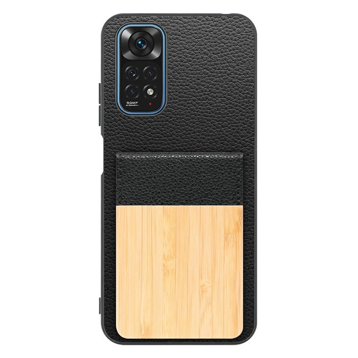 [ LOOF NATURE-SHELL ] Xiaomi Redmi Note 11 redminote11 note11 ケース 背面 カード収納 カード入れ カードポケット カバー スマホケース 天然木 本革 [ Redmi Note 11 ]