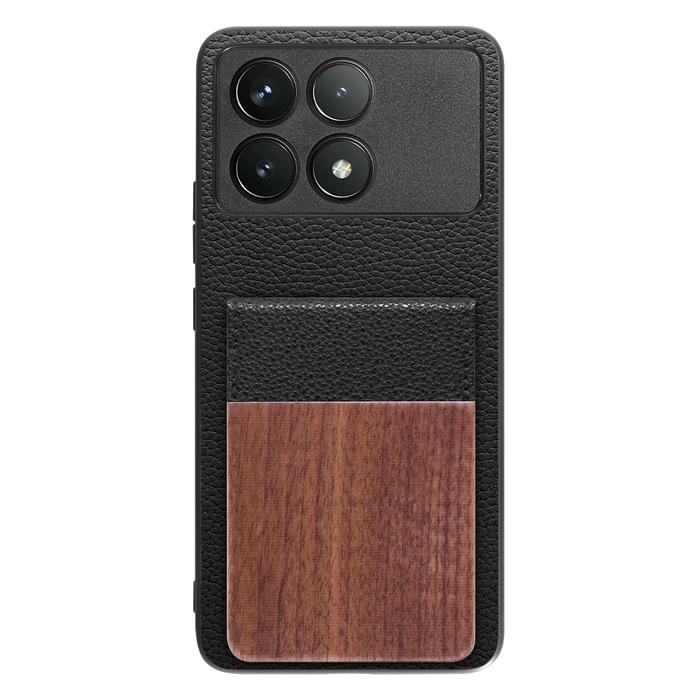 [ LOOF NATURE-SHELL ] POCO F6 Pro  ケース 背面 カード収納 カード入れ カードポケット カバー スマホケース 天然木 本革 [ POCO F6 Pro ]