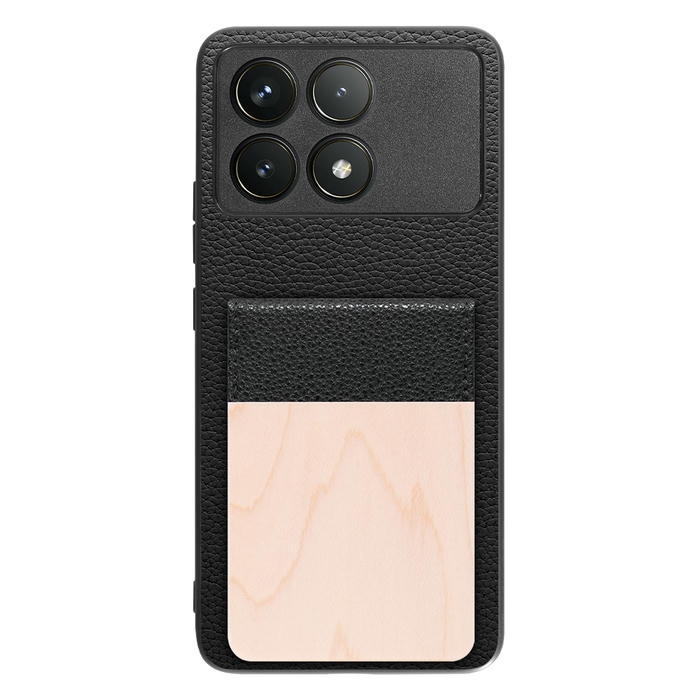 [ LOOF NATURE-SHELL ] POCO F6 Pro  ケース 背面 カード収納 カード入れ カードポケット カバー スマホケース 天然木 本革 [ POCO F6 Pro ]