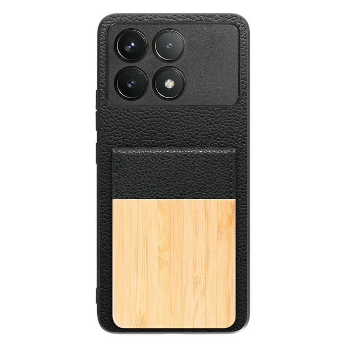 [ LOOF NATURE-SHELL ] POCO F6 Pro  ケース 背面 カード収納 カード入れ カードポケット カバー スマホケース 天然木 本革 [ POCO F6 Pro ]